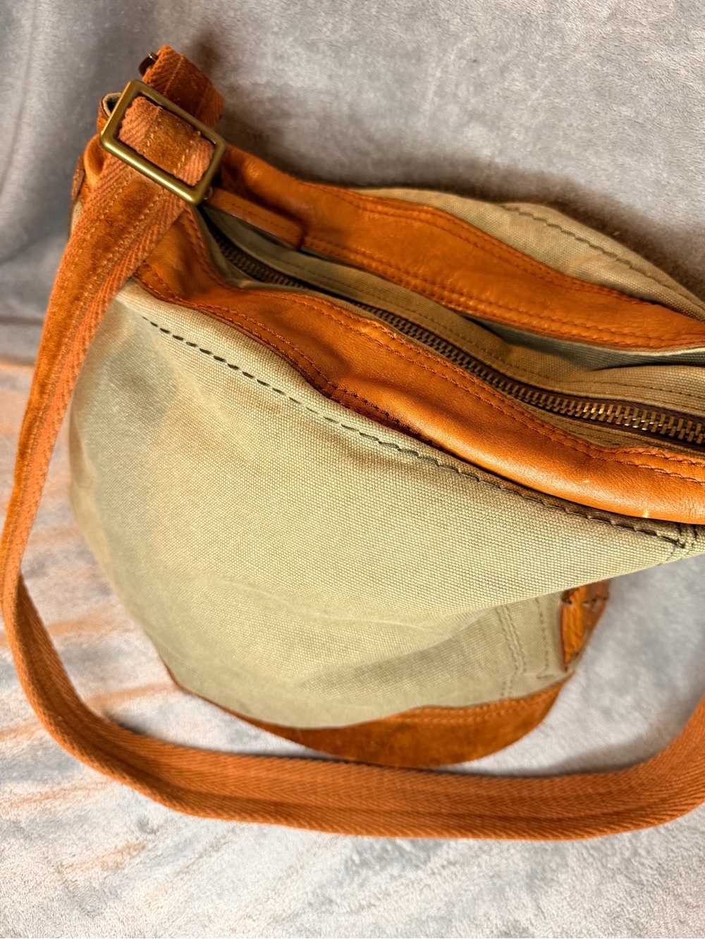Lucky Brand Canvas Messenger Bag with Leather Trim - Picture 4 of 9